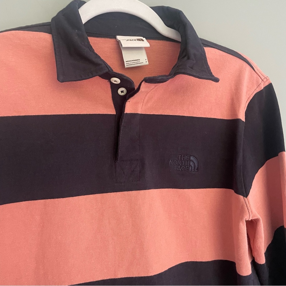 The North Face Rugby Shirt Mens SMALL Long Sleeve Polo Striped Heavy Duty Warm - Picture 3 of 15